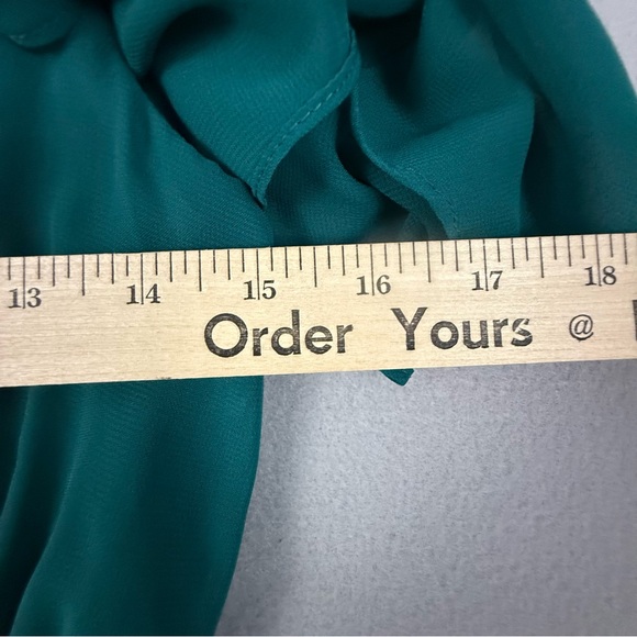 Danny & Nicole Dress Women's Size 6 Teal Midi Dress with Flowy Sleeves Pleated - Picture 9 of 11